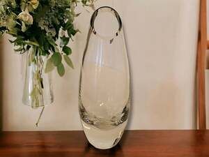 Vintage Murano Clear Glass Bud Vase Italian Single Stem Flower Holder